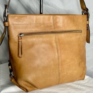 COACH Tan Brown Soft Leather Large Convertible Crossbody Shoulder Tote Bag